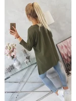 Oversize halenka s model 18743442 potiskem rtů v barvě khaki - K-Fashion Oversize halenka s model 18743442 potiskem rtů v barvě khaki - K-Fashion