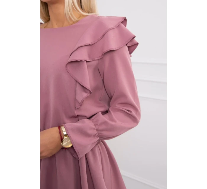 Šaty so zvislými volánmi tmavo ružové Šaty so zvislými volánmi tmavo ružové