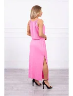 Boho šaty se záhyby světle růžové