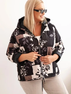 Dámská bunda Plus Size s kapucí a prodlouženým zadním dílem černá