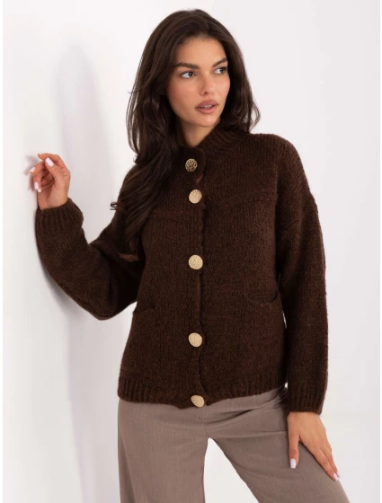 Sweter MI SW model 21393105 ciemny brązowy - FPrice Sweter MI SW model 21393105 ciemny brązowy - FPrice