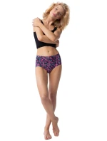 Dámske jednoduché maxi nohavičky Cranberries tmavomodré s ružovým vzorom - JULIMEX Dámske jednoduché maxi nohavičky Cranberries tmavomodré s ružovým vzorom - JULIMEX