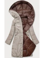 Dlhá obojstranná zimná bunda hnedá/kapučíno (l22-9852-300/62) Dlhá obojstranná zimná bunda hnedá/kapučíno (l22-9852-300/62)