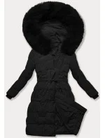 Černá dámská bunda pro přechodné období s páskem model 21248441 - J.STYLE