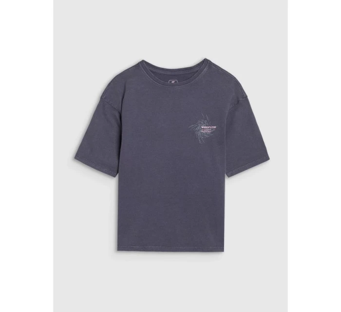 Dievčenské tričko oversize s potlačou 4F 4FJWSS25TTSHF1853-22S