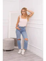 Blúzka bez ramienok s volánikmi, púdrovo ružová