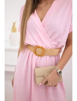 Dlhé šaty s ozdobným pásom cukríky ružová