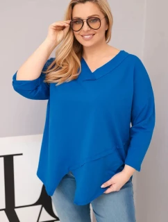 Dámska bavlnená blúzka s hlbokým výstrihom do V a asymetrickým lemom Khabra