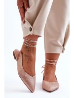 Wiązane Damskie Baleriny Zdobione Ćwiekami Beżowe Jange Wiązane Damskie Baleriny Zdobione Ćwiekami Beżowe Jange