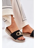 Dámské Pantofle Na Platformě S A Zlatou Dekorací Černé model 21689964 - Boto