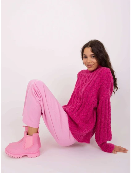 Sweter AT SW  fuksjowy model 19018557 - FPrice