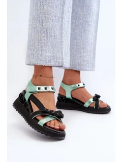 Dámske sandále s mašľou D&A zelené