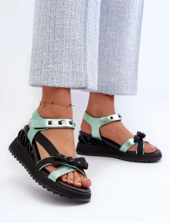 Dámske sandále s mašľou D&A zelené
