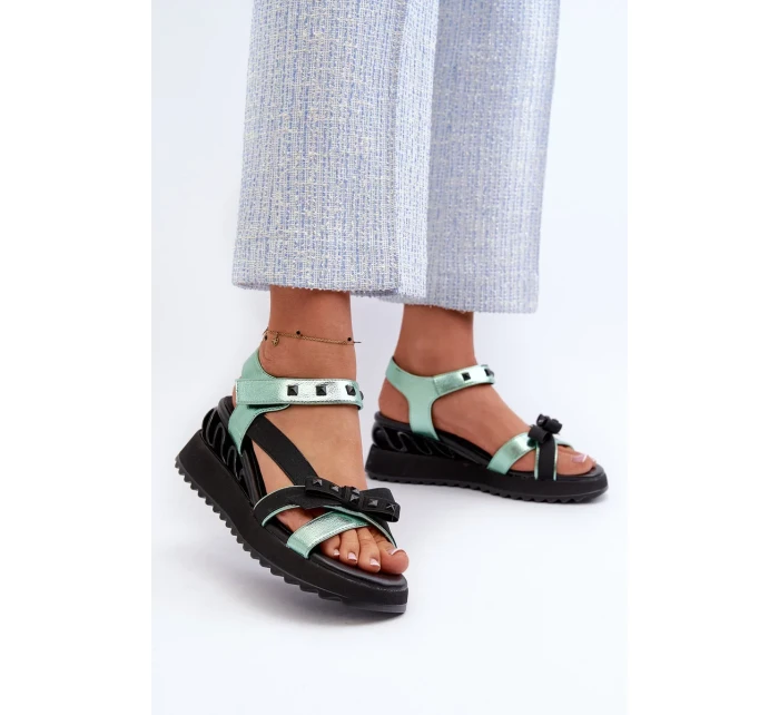 Dámske sandále s mašľou D&A zelené Dámske sandále s mašľou D&A zelené