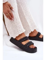 Dámske ľahké papuče na platforme S.Barski - čierne
