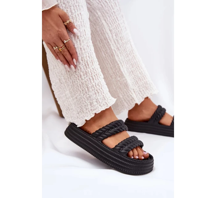 Dámske ľahké papuče na platforme S.Barski - čierne