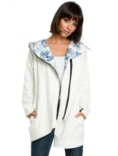 Dámská mikina s kapucí nadměrné velikosti na zip model 18044182 ecru Be Wear - BeWear