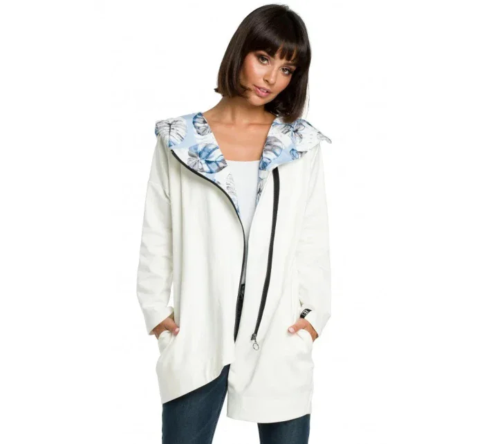 Dámská mikina s kapucí nadměrné velikosti na zip model 18044182 ecru Be Wear - BeWear