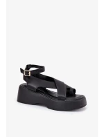 Dámske sandále na platforme WS-001 Black - GIVANA