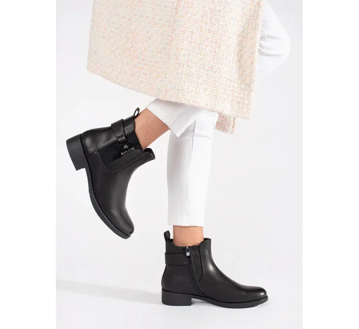 Moderní   kotníčkové boty dámské na plochém podpatku