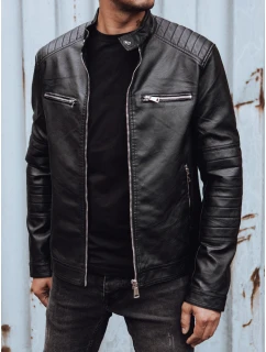 Pánska kožená bunda čierna FashionStreet TX4736