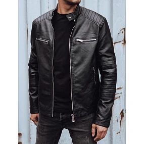 Pánska kožená bunda čierna FashionStreet TX4736