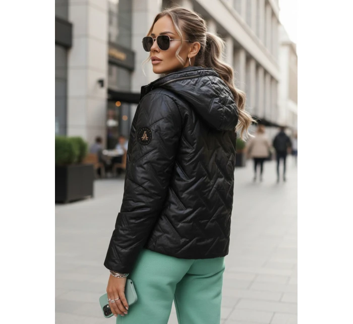 Dámska prešívaná bunda s kapucňou čierna FashionStreet TY5551