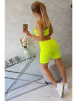 Súprava s nohavicami s vysokým pásom žltej neónovej farby