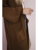 Sveter dlhý kardigán čokoládový