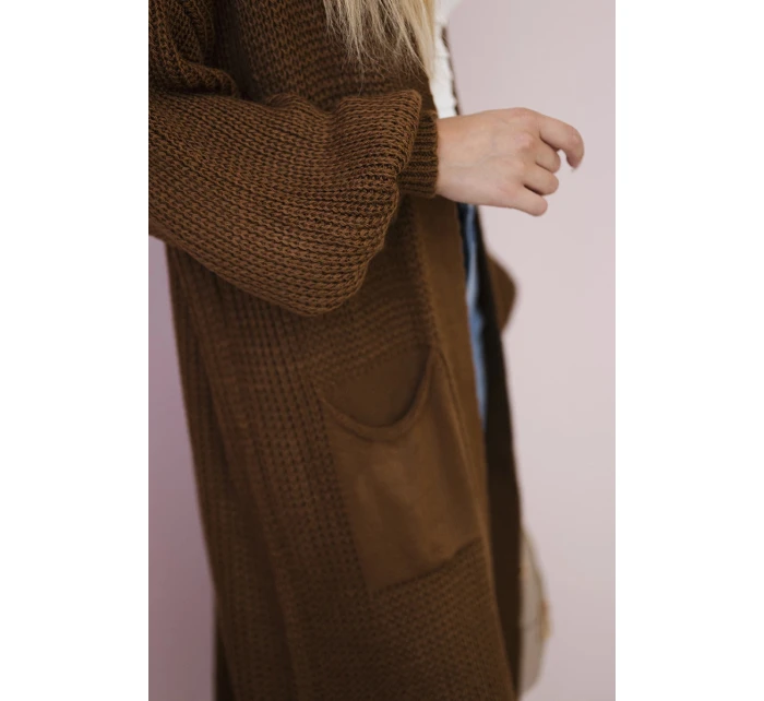 Sveter dlhý kardigán čokoládový