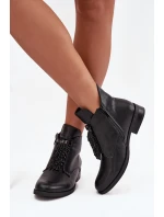 Zateplené dámské kotníkové boty na ploché  Černé model 21713611 - S.Barski