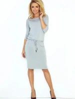 Dámske športové šaty netopierie strih na zaväzovanie s vreckami šedej - Šedá - Numoco