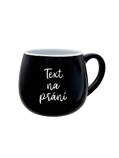 TEXT NA ŽIADOSŤ - čierny keramický hrnček 300 ml