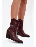 Dámske členkové topánky na podpätku D8271 Burgundy - Sweet Shoes Dámske členkové topánky na podpätku D8271 Burgundy - Sweet Shoes