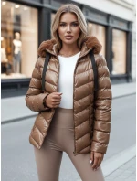 Dámska prešívaná zimná bunda s kapucňou MIRIAL hnedá FashionStreet TY4573z