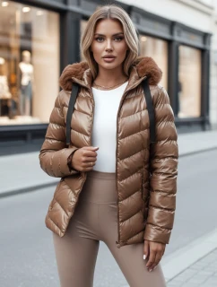 Dámska prešívaná zimná bunda s kapucňou MIRIAL hnedá FashionStreet TY4573z