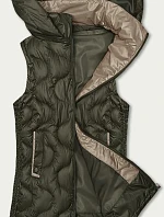 Dámska prešívaná ozdobná bunda bez rukávov S'West khaki (B8338-11)
