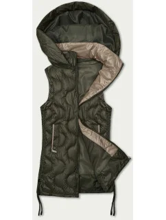 Dámska khaki vesta s ozdobným prešívaním S'West (B8338-11)