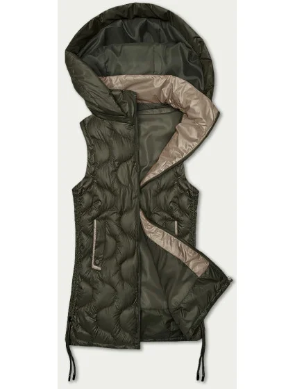 Dámska khaki vesta s ozdobným prešívaním S'West (B8338-11)