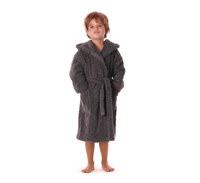 Detský župan Athena s kapucňou 9116 antracit - Vestis
