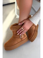 Ženské sněhule na platformě s přezkou a kožešinou Camel Jesella Ženské sněhule na platformě s přezkou a kožešinou Camel Jesella