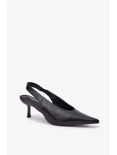 Lodičky Aricandia na otvorenom podpätku z ekokože - čierne