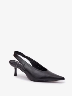 Lodičky Aricandia na otvorenom podpätku z ekokože - čierne