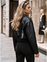 Dámska kožená bunda v štýle Ramones, čierna, FashionStreet TY6031