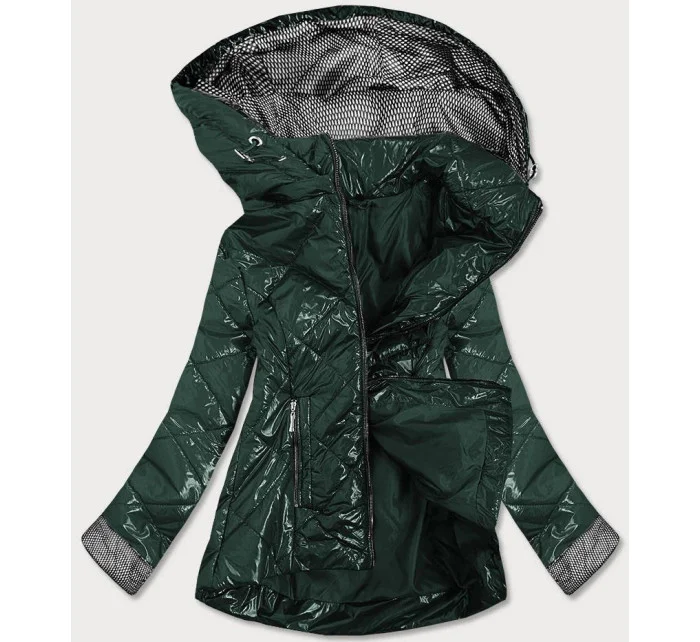 Lesklá zelená prešívaná dámska bunda (B9573)