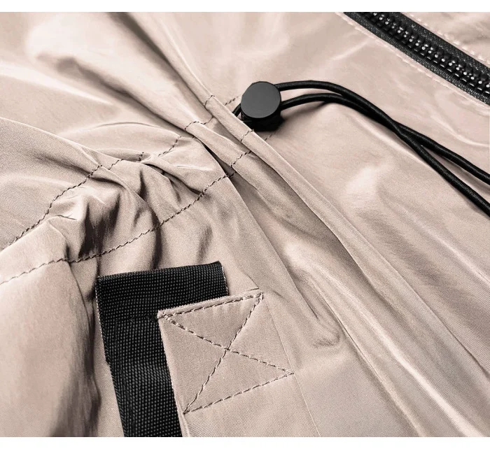 Jednoduchá béžová dámská bunda se kapsami model 18378960 - Miss TiTi