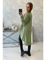 Svetr s geometrickým vzorem tmavě mátový Svetr s geometrickým vzorem tmavě mátový