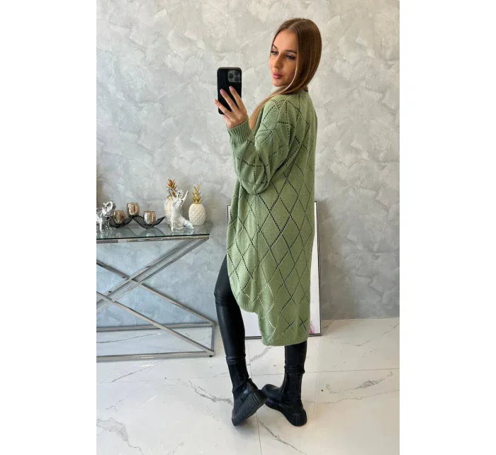 Svetr s geometrickým vzorem tmavě mátový Svetr s geometrickým vzorem tmavě mátový