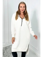 Zateplená mikina s bočnými rázporkami ecru