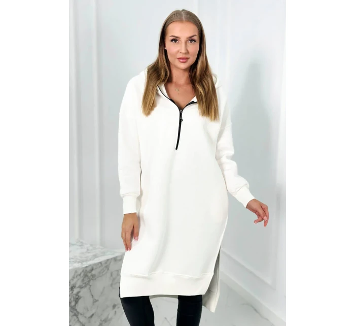 Zateplená mikina s bočnými rázporkami ecru